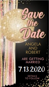 Disco Ball Smartphone Save the Date design preview
