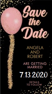 Pink Balloon Smartphone Save the Date design preview
