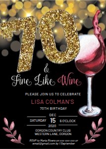 70 Birthday Fine Like Wine Invitation design preview