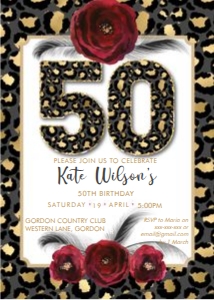 50 Leopard Print Invitation design preview