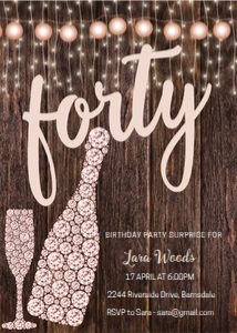 40 Pink Lanterns Diamonds Birthday Invitation design preview