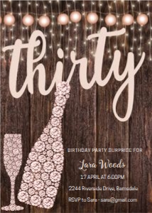 30 Pink Lanterns Diamonds Birthday Invitation design preview