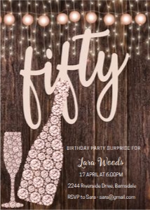 50 Pink Lanterns Diamonds Birthday Invitation design preview