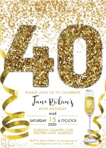 40 White Gold Glitter Birthday Invitation design preview