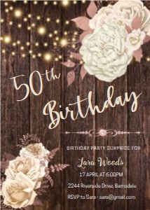 50 Cream Floral Birthday Invitation design preview