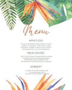 Bird of Paradise Menu 8x10 design preview
