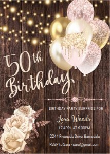50 Pink Balloons Birthday Invitation design preview