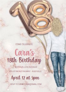 18 Blonde Girl Foil Balloon Invitation design preview