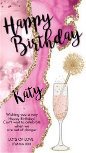 Pink Champagne Birthday Card Smartphone Greeting design preview
