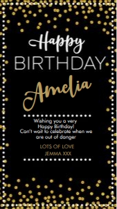 Gold Glitter White Dots Birthday Card Smartphone Greeting design preview
