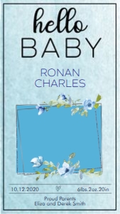 Blue Floral Baby Announcement Smartphone Greeting design preview