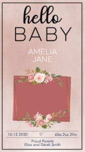 Pink Floral Baby Announcement Smartphone Greeting design preview