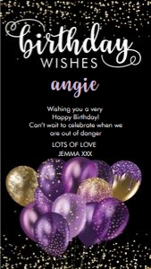 Purple Gold Balloons Birthday Card Smartphone Greeting design preview