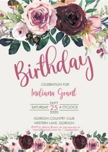Plum Floral Birthday Invitation design preview