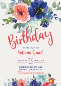 Coral Floral Birthday Invitation design preview