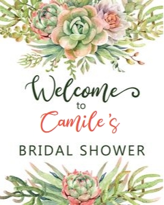 Succulent Bouquet Bridal Shower Sign design preview