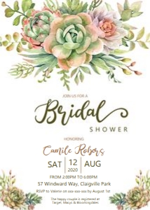 Succulent Bouquet Bridal Shower Invitation design preview
