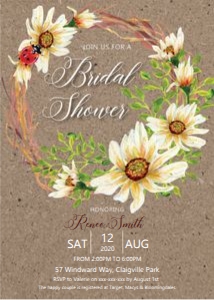 Daisy Wreath Bridal Shower Invitation design preview