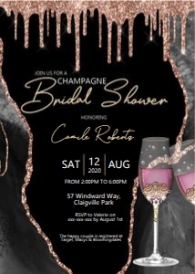 Champagne Rose Gold Bridal Shower Invitation design preview