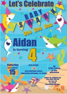 Baby Shark Birthday Invitation design preview