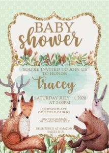 Forest Animals Baby Shower Invitation design preview