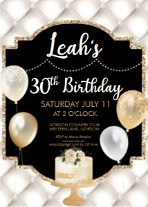 Ivory Gold Cake Birthday Invitation design preview