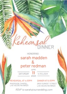 Bird of Paradise Rehearsal Dinner Invitation design preview