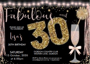 Fabulous 30 Pink Champagne Invitation design preview