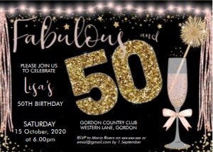 Fabulous 50 Pink Champagne Invitation design preview