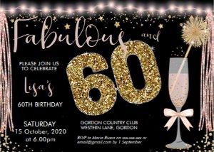Fabulous 60 Pink Champagne Invitation design preview