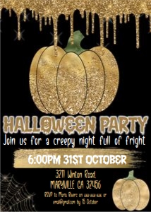 Halloween Gold Pumpkin Invitation: Halloween Gold Pumpkin Invitation