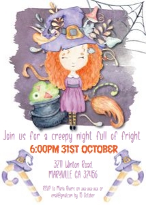 Halloween Little Witch Invitation: Halloween Little Witch Invitation