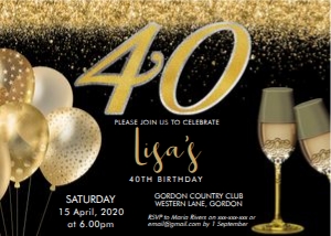 40 Gold Silver Foil Champagne Birthday Invitation design preview