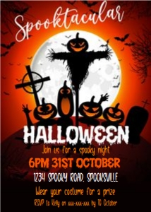 Spooktacular Orange Halloween Invitation: Spooktacular Orange Halloween Invitation