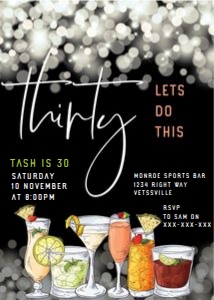 30 Lets Do This Birthday Cocktails Invitation design preview