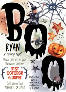 Halloween Boo Letters Birthday Invitation: Halloween Boo Letters Birthday Invitation