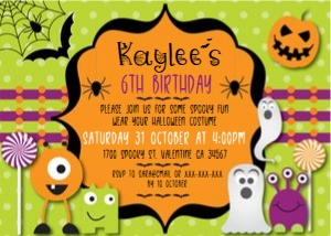 Halloween Kids Spot Birthday Invitation: Halloween Kids Spot Birthday Invitation