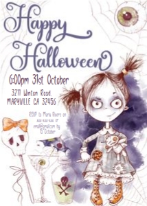 Halloween Scary Girl Invitation: Halloween Scary Girl Invitation
