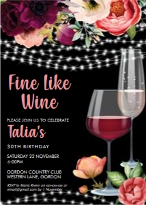 Fine Like Wine Floral Invitation design preview