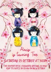 Japanese Dolls Birthday Invitation design preview
