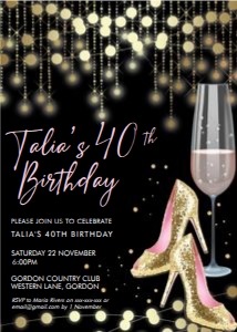 Gold Stiletto Pink Champagne Invitation design preview