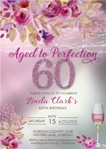 60 Floral Aged to Perfection Invitation design preview