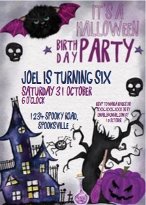 Halloween Bat Cat Birthday Invitation: Halloween Bat Cat Birthday Invitation