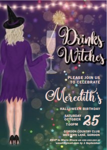 Halloween Drinks Witches Invitation: Halloween Drinks Witches Invitation