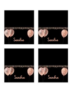 Rosegold Balloons Placecards design preview
