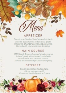 Thanksgiving Menu 5x7: Thanksgiving Menu 5x7