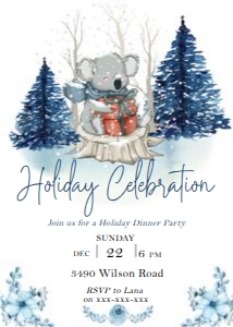 Koala Holiday Celebration Invitation: Koala Holiday Celebration Invitation