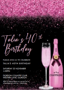 Magenta Champagne Invitation design preview