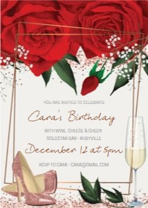 Red Rose Gold Shoes Invitation design preview