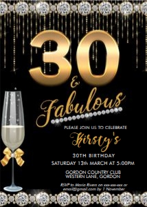 30 Gold Metallic Birthday Invitation design preview